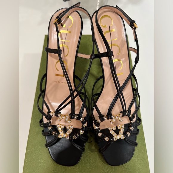 GUCCI Isa crystal-embellished leather slingback sandals EU:39 - Picture 7 of 12